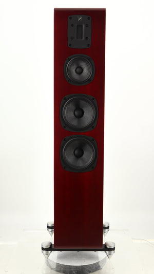 Front view of a used Quad S4 Floorstanding Speaker in a sapele mahogany finish