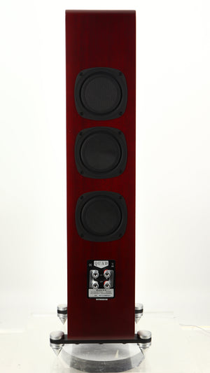 Rear view of a used Quad S4 Floorstanding Speaker in a sapele mahogany finish
