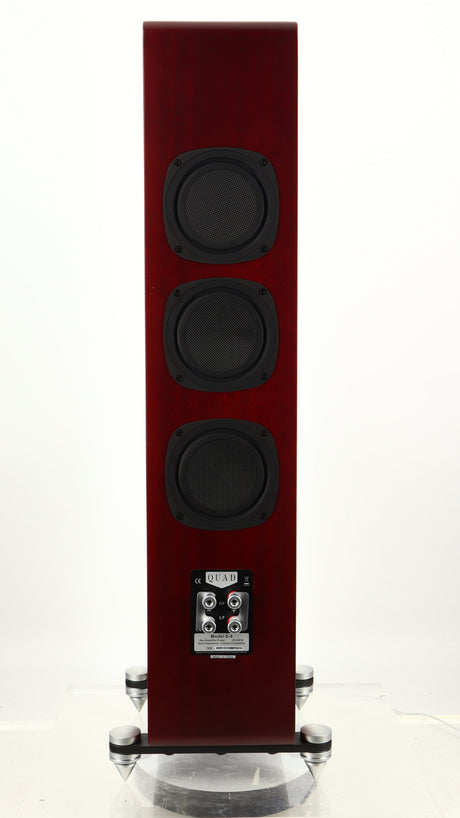 Rear view of a used Quad S4 Floorstanding Speaker in a sapele mahogany finish