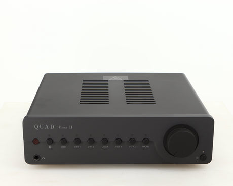 Front view of a used Quad Vena II Integrated Amplifier in a lancaster grey finish