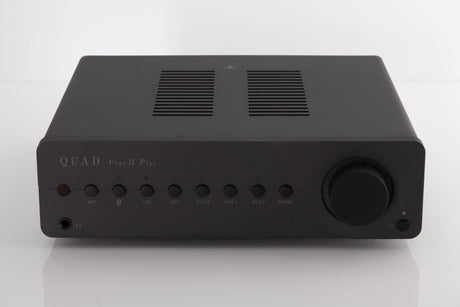 Front view of a used Quad Vena II Play Integrated Amplifier in Lancaster Grey