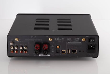 Rear view of a used Quad Vena II Play Integrated Amplifier in Lancaster Grey