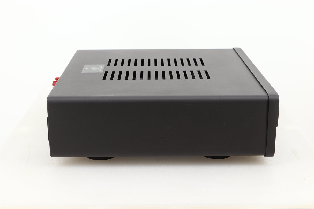 Side view of a used Quad Vena Integrated Amplifier in Lancaster Grey finish 