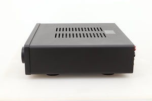 Side view of a used Quad Vena Integrated Amplifier in Lancaster Grey finish 