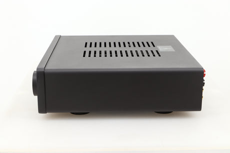 Side view of a used Quad Vena Integrated Amplifier in Lancaster Grey finish 