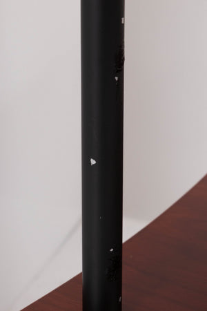 Close up of a used Quadraspire 4 Shelf Hifi Stand in a Dark Cherry / Black finish showing damage on stand