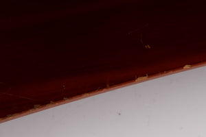 Close up of a used Quadraspire 4 Shelf Hifi Stand in a Dark Cherry / Black finish showing damage on stand