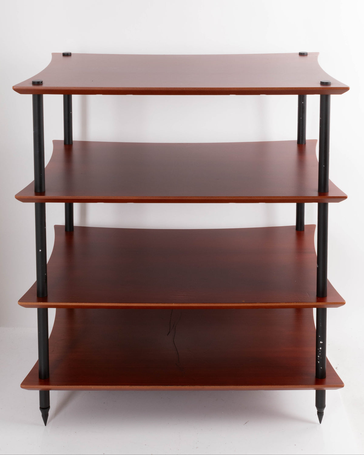 Front view of a used Quadraspire 4 Shelf Hifi Stand in a Dark Cherry / Black finish