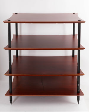 Front view of a used Quadraspire 4 Shelf Hifi Stand in a Dark Cherry / Black finish