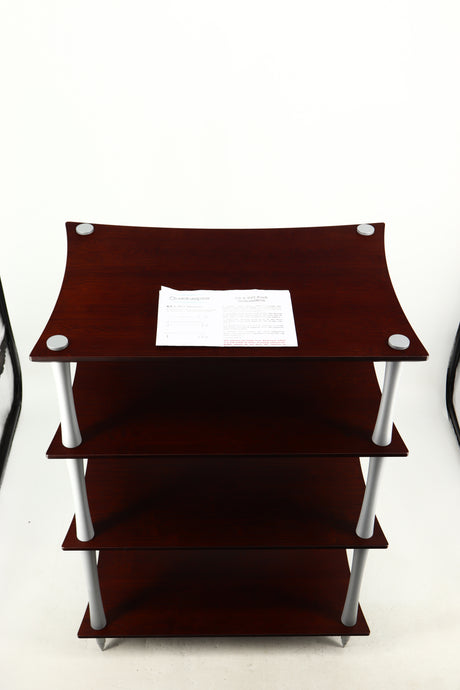 Top of a used Quadraspire Q4 EVO Hifi Support in a dark cherry finish showing Manual