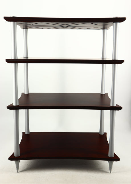 Rear view of a used Quadraspire Q4 EVO Hifi Support in a dark cherry finish