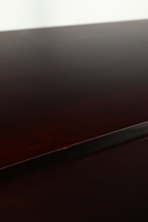 Close up of a used Quadraspire Q4 EVO Hifi Support in a dark cherry finish showing light graze on front edge of 2nd shelf