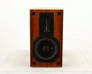 Front view of a used Red Rose Music Spirit Ribbon Standmount Speaker in a rosewood finish