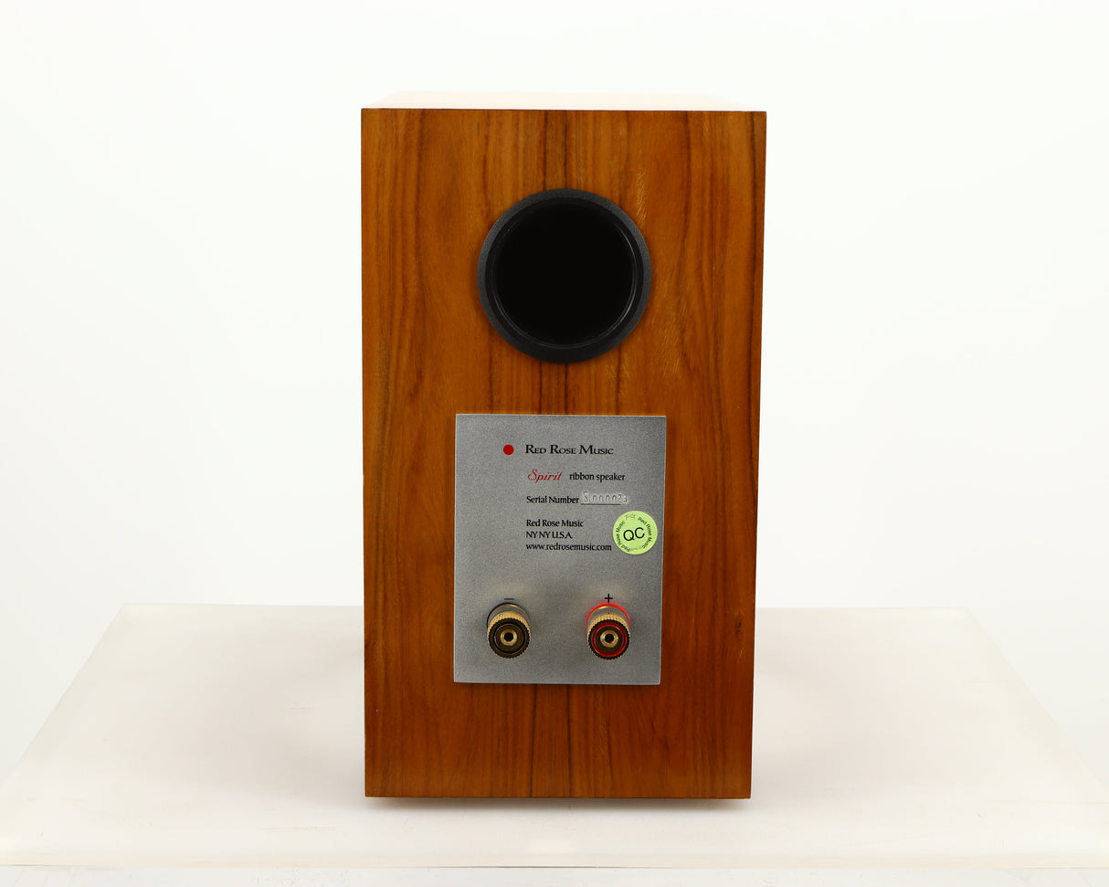 Rear view of a used Red Rose Music Spirit Ribbon Standmount Speaker in a rosewood finish