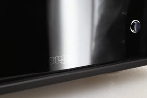 Close up of a used Rega Aria MK3 Phonostage in a black finish showing small scratch on screen