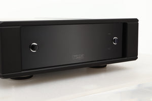 Close up of a used Rega Aria MK3 Phonostage in a black finish showing the screen