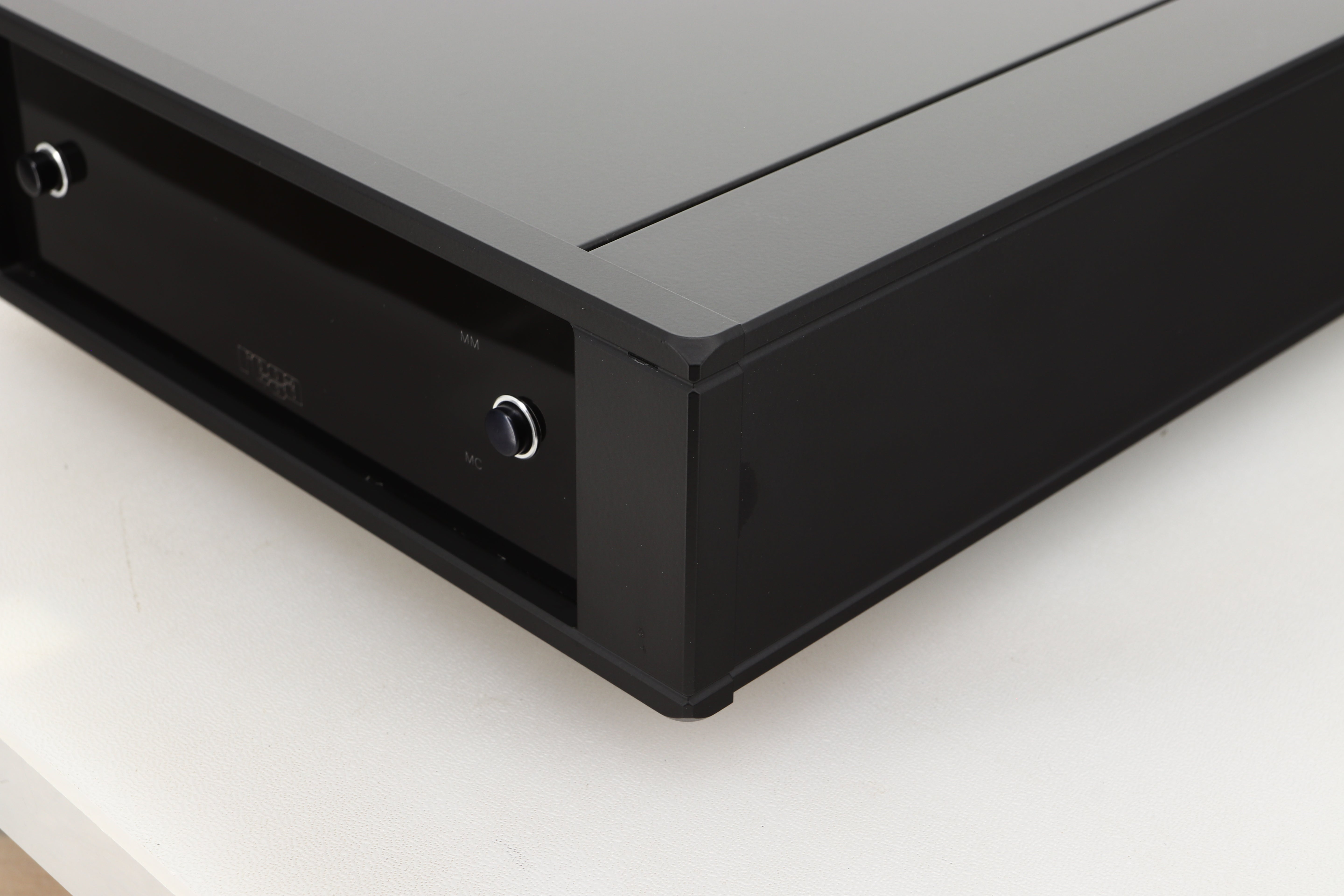 Front right corner of a used Rega Aria MK3 Phonostage in a black finish