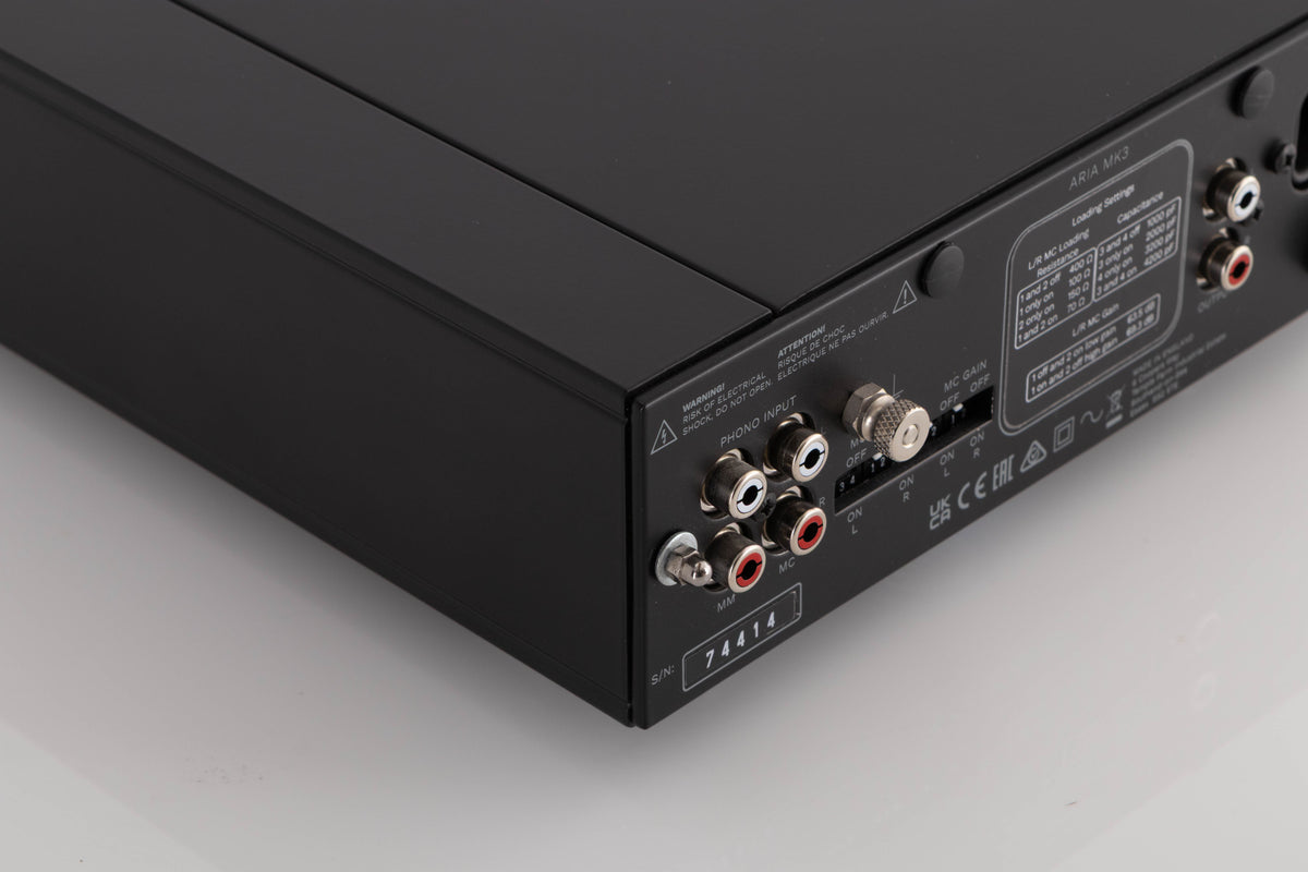 Rear left corner view of a used Rega Aria MK3 Phonostage