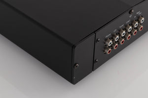 Rear right corner of a used Rega Brio Integrated Amplifier in a Black finish