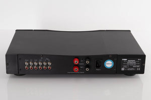 Rear view of a used Rega Brio Integrated Amplifier in a Black finish showing Phono Inputs, Phono Outputs and Mains Input