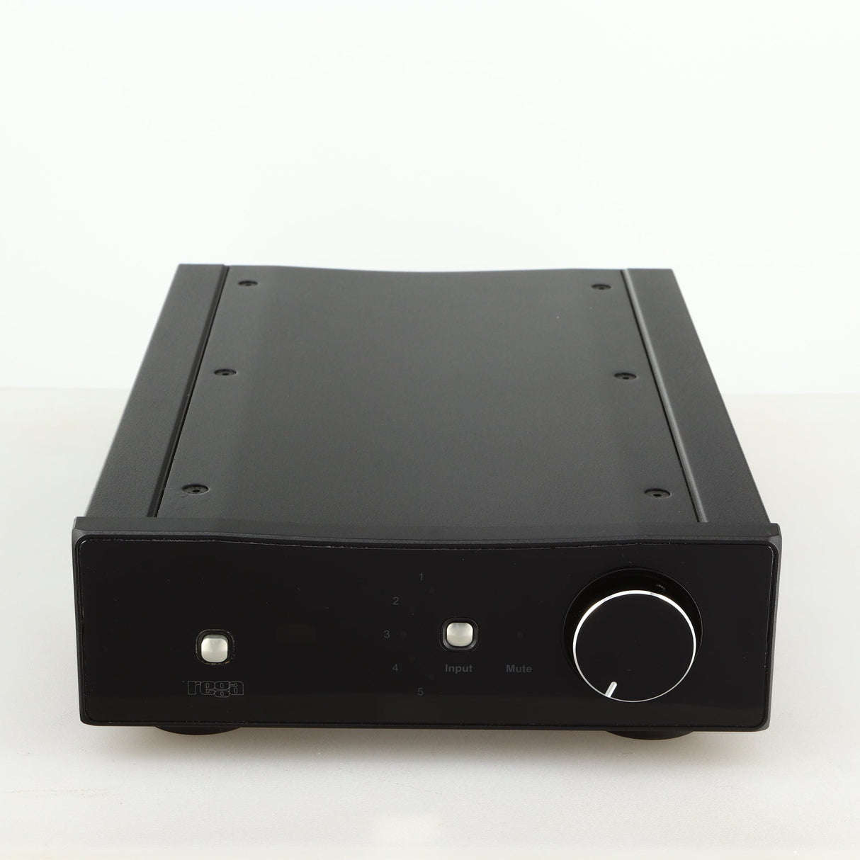 Front view of a used Rega Brio-R Integrated Amplifier in a black finish