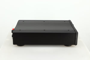 Left side view of a used Rega Brio-R Integrated Amplifier in a black finish
