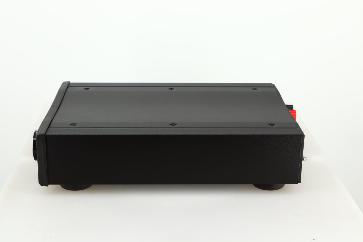 right side view of a used Rega Brio-R Integrated Amplifier in a black finish