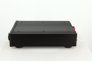 right side view of a used Rega Brio-R Integrated Amplifier in a black finish