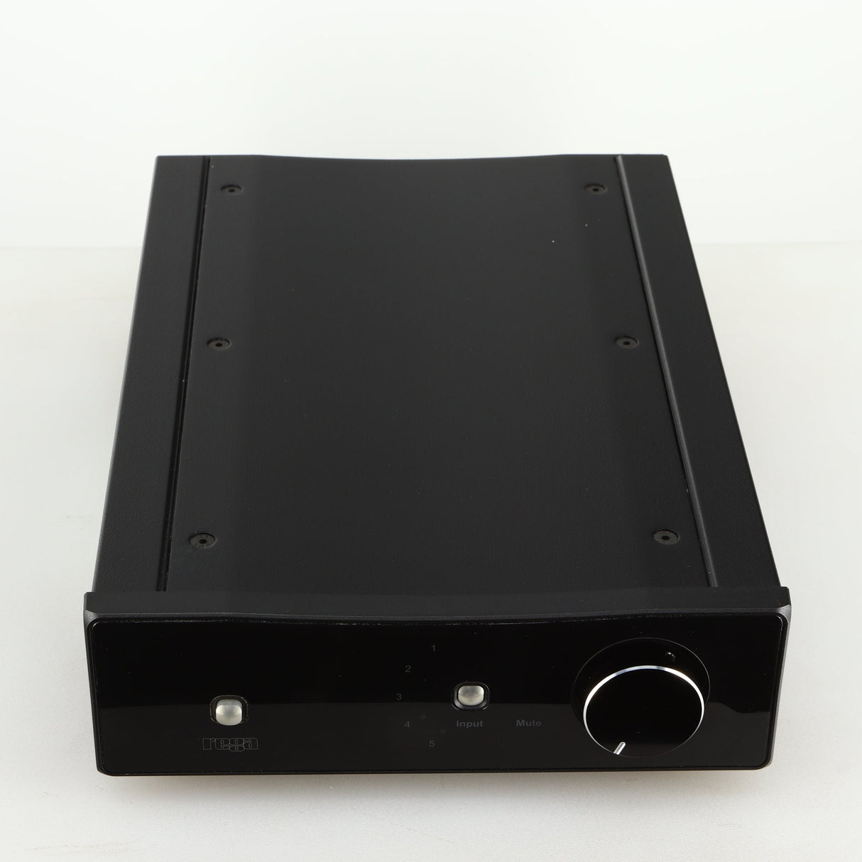 Top view of a used Rega Brio-R Integrated Amplifier in a black finish