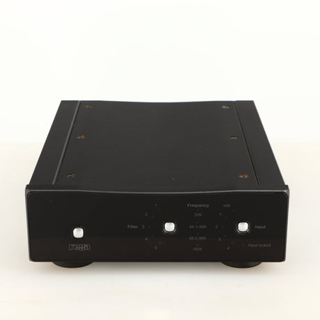 Front view of a used Rega DAC Digital Analogue Converter in a black finish