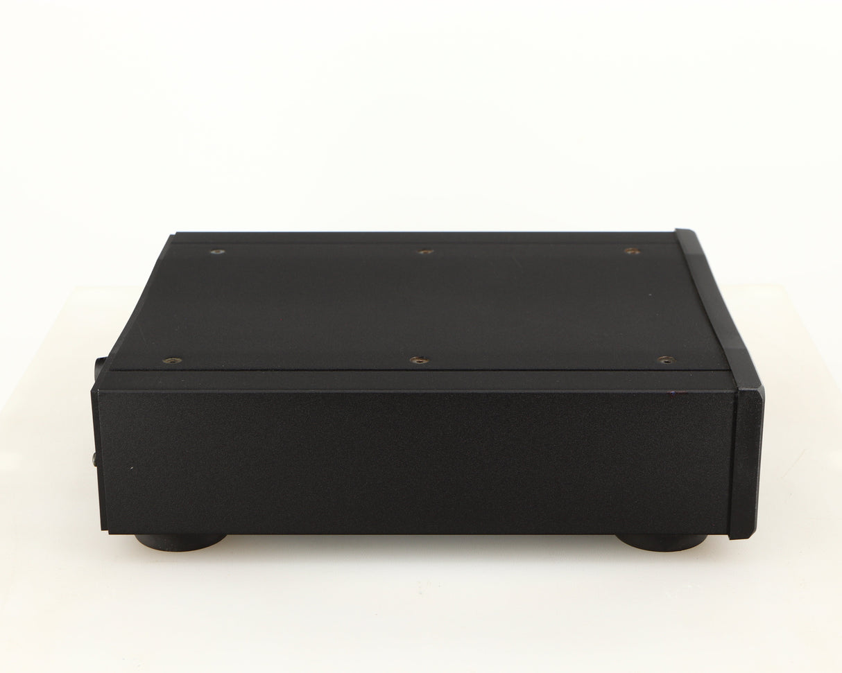 Left side view of a used Rega DAC Digital Analogue Converter in a black finish