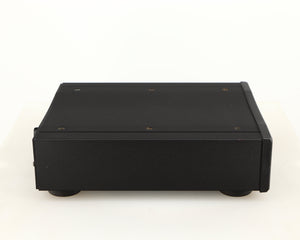 Left side view of a used Rega DAC Digital Analogue Converter in a black finish