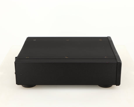 Left side view of a used Rega DAC Digital Analogue Converter in a black finish