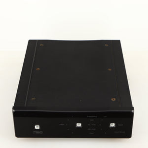 Top of a used Rega DAC Digital Analogue Converter in a black finish