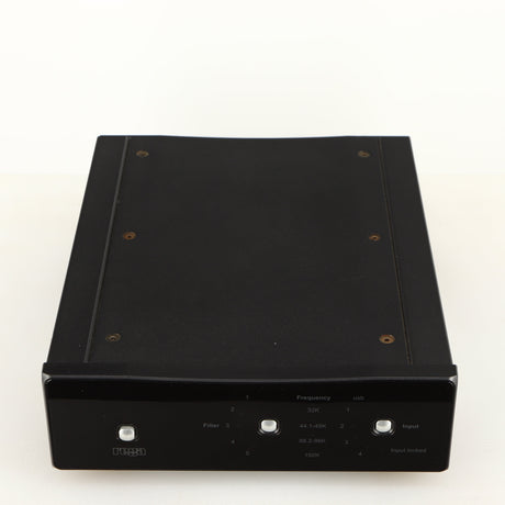 Top of a used Rega DAC Digital Analogue Converter in a black finish