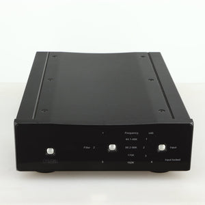 Front view of a used Rega DAC-R Digital Analogue Converter in a black finish