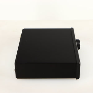 Left side view of a used Rega EAR Headphone Amplifier in a black finish