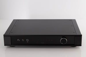 Front view of a used Rega Elex MK4 Integrated Amplifier in a Black finish