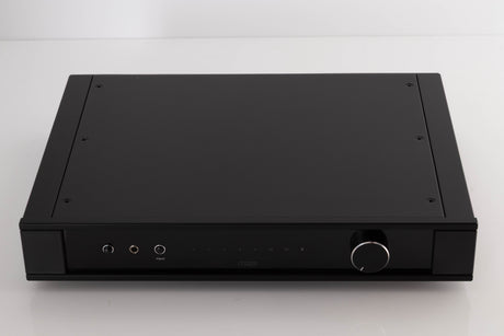 Top of a used Rega Elex MK4 Integrated Amplifier in a Black finish