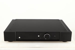 Front view of a used Rega Elex-R Integrated Amplifier in a black finish