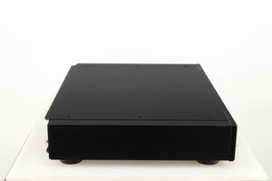 Left side view of a used Rega Elex-R Integrated Amplifier in a black finish