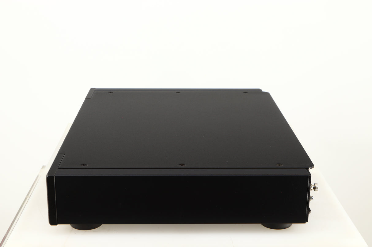 Right side view of a used Rega Elex-R Integrated Amplifier in a black finish