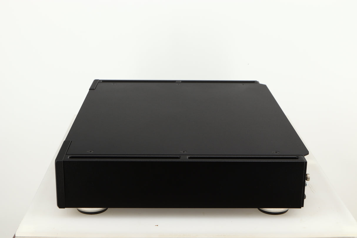 Right side view of a used Rega Elicit-R Integrated Amplifier in a black finish