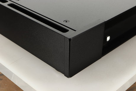 Front left corner view of a used Rega Elicit-R Integrated Amplifier