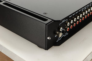 Rear left corner view of a used Rega Elicit-R Integrated Amplifier