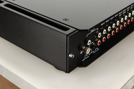 Rear left corner view of a used Rega Elicit-R Integrated Amplifier