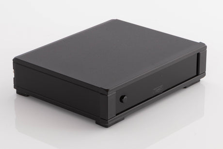 Front left corner of a used Rega FONO MC MK4 Phonostage in a Black finish