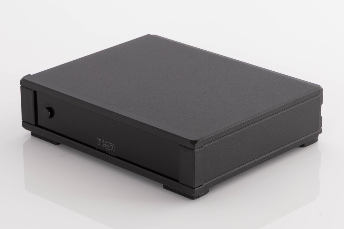 Front right corner of a used Rega FONO MC MK4 Phonostage in a Black finish
