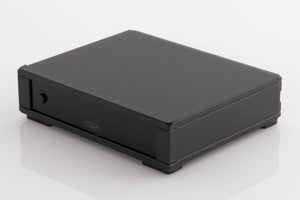 Front right corner of a used Rega FONO MC MK4 Phonostage in a Black finish