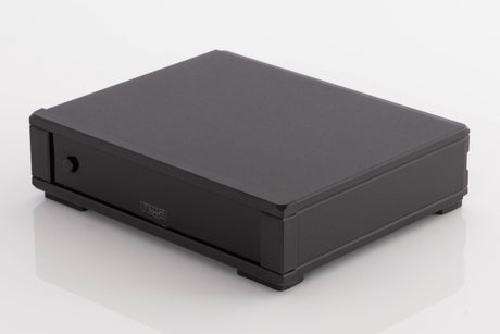 Front right corner of a used Rega FONO MC MK4 Phonostage in a Black finish